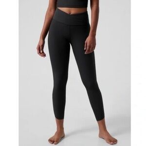 Athleta Elation Crossover Rib 7/8 Tights Leggings Black Size Medium